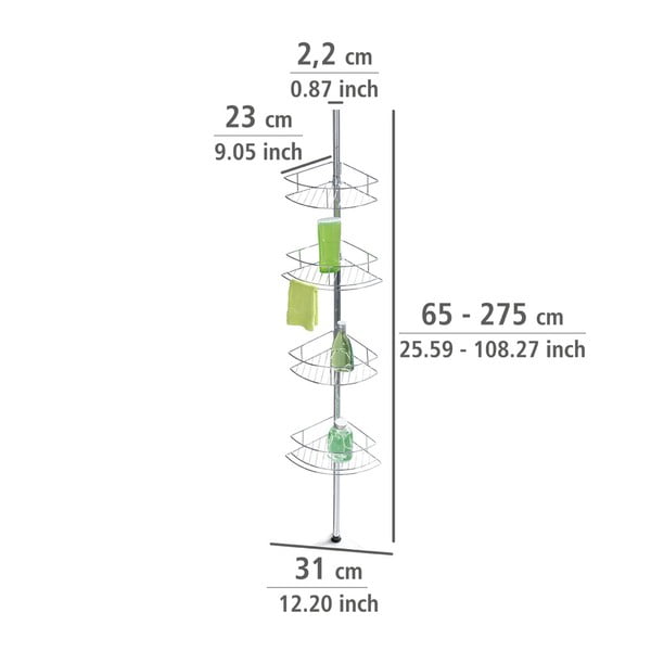 Teleskopska kupaonska polica od nehrđajućeg čelika kutna u sjajno srebrnoj boji Dolcedo – Wenko-image-4