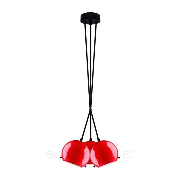 Trostruka sjajna crvena svjetiljka s crnim kabelom Sotto Luce MYOO Elementary