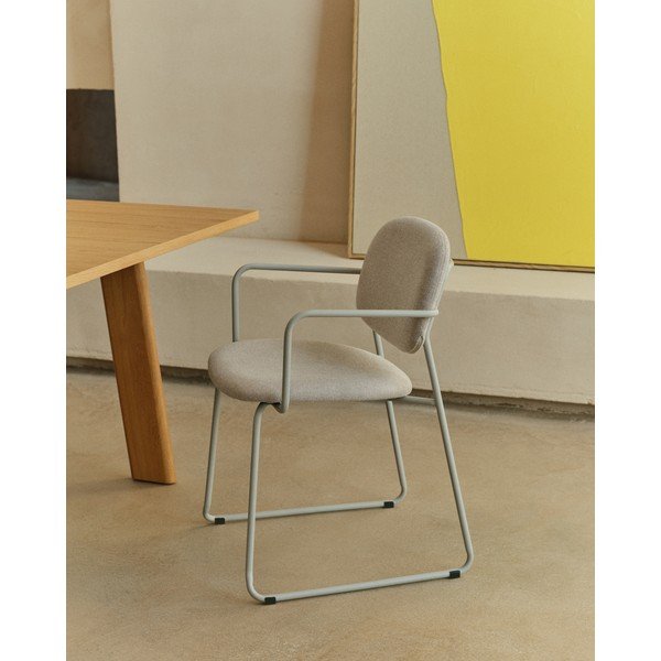 Bež metalna blagovaonska stolica s naslonima za ruke Meli – Kave Home-image-1