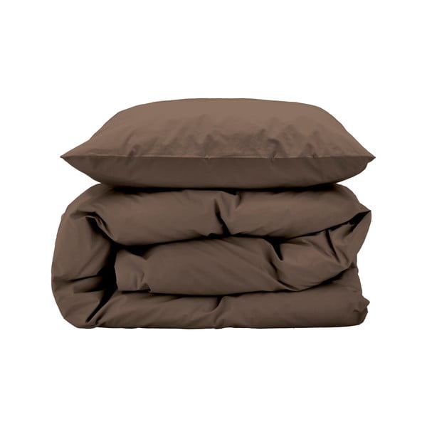 Smeđa posteljina za krevet za jednu osobu od pamučnog perkala 140x200 cm Crisp – Södahl