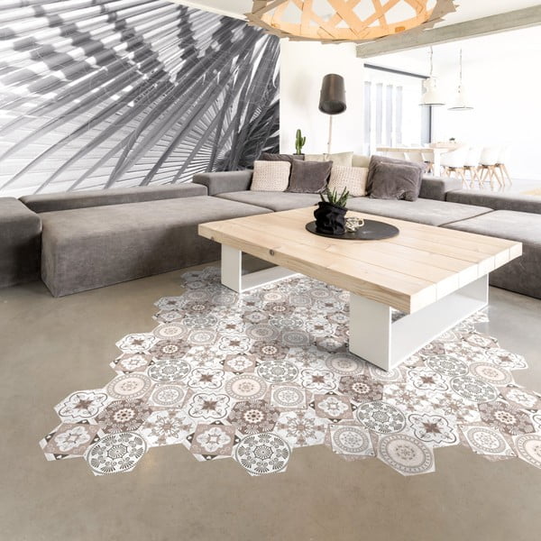 Set od 10 podnih samoljepljivih naljepnica Ambiance Floor Stickers Hexagons Cornalina, 40 x 90 cm-image-1