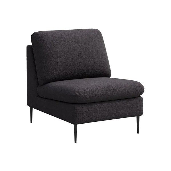 Crna fotelja od bouclé tkanine Moilo – MESONICA