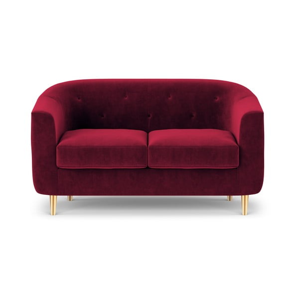 Sofa od crvenog baršuna Kooko Home Corde, 125 cm