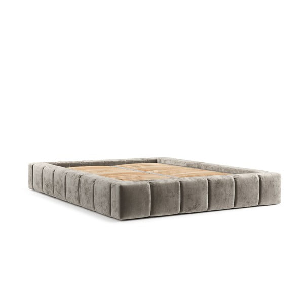 Bež tapecirani bračni krevet s prostorom za pohranu s podnicom 200x200 cm Aruba L – Maison de Rêve