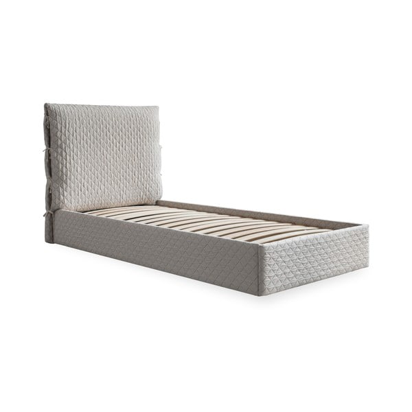Bež tapecirani krevet za jednu osobu s okvirom od letvica 90x200 cm Sleepy Luna - Miuform-image-2