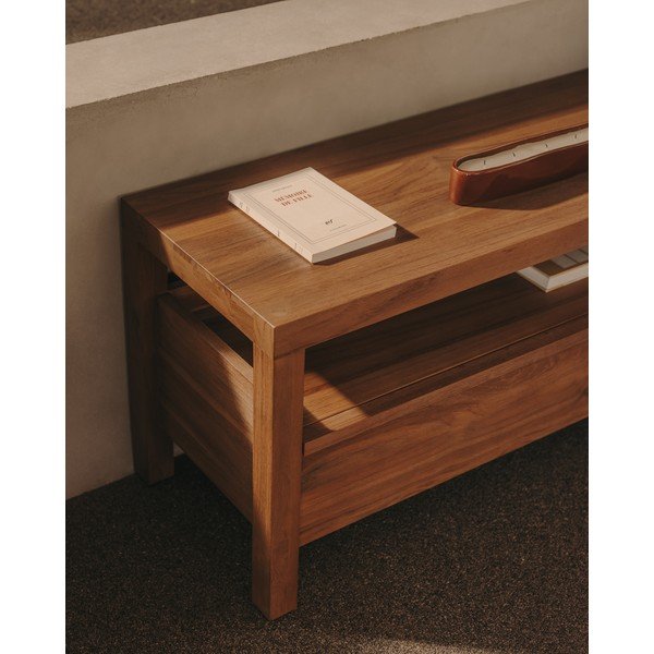 TV komoda od masivne tikovine u prirodnoj boji 200x50 cm Sashi – Kave Home-image-3