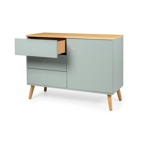 Svijetlo zelena niska komoda u dekoru hrasta 109x79 cm Dot – Tenzo-image-3