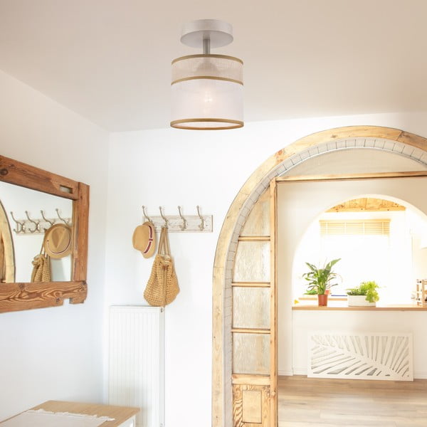 Svjetlo smeđa stropna svjetiljka s tekstilnim sjenilom ø 16 cm Andrea – LAMKUR-image-1