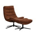 Smeđa okretna fotelja s naslonjačem za noge od šenila Kube – WOOOD