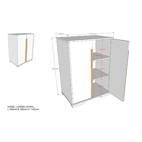 Tamno sivi dječji ormarić uz podignuti krevetić Vipack London-image-4