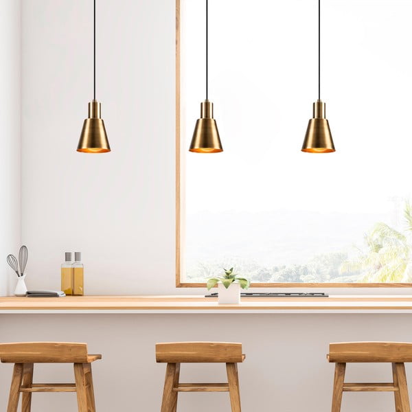 Crna/u zlatnoj boji viseća svjetiljka ø 14 cm Kem – Opviq lights-image-1