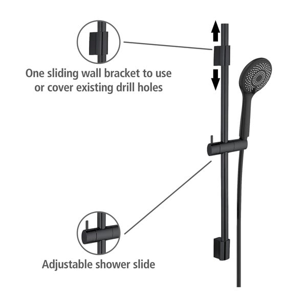 Crni tuš set od nehrđajućeg čelika 70 cm Water Saving - Wenko-image-2