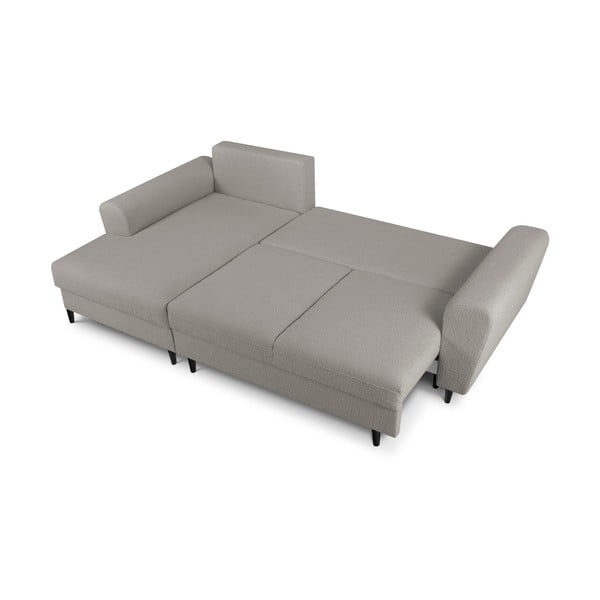 Svijetlo siva sklopiva/s prostorom za odlaganje kutna garnitura od bouclé tkanine (s lijevim kutom/s ležaljkom) Kyoto – Cosmopolitan Design-image-2