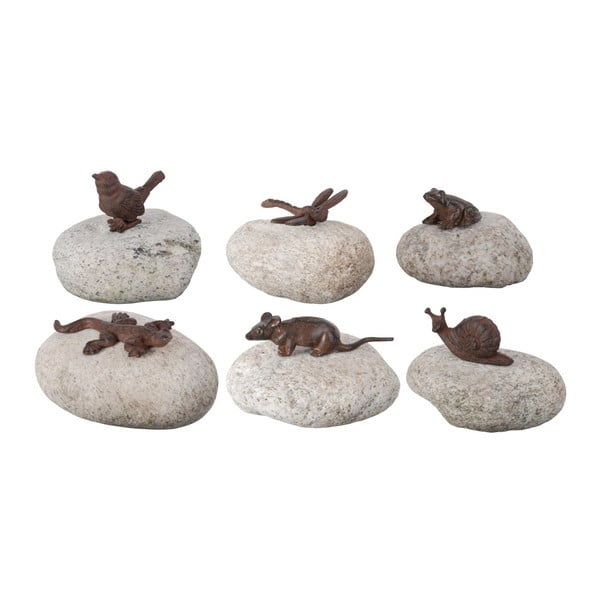 Set od 6 ukrasnih kamenčića sa životinjama od lijevanog željeza Esschert Design Garden