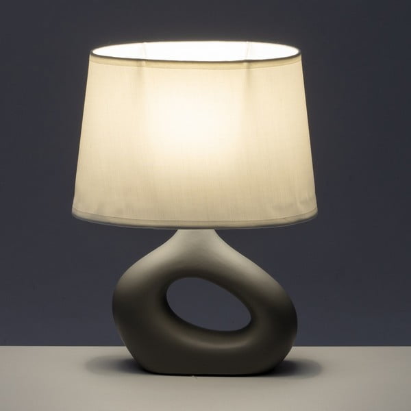 Bijela/siva stolna lampa keramička s tekstilnim sjenilom (visina 30 cm) – Casa Selección-image-1