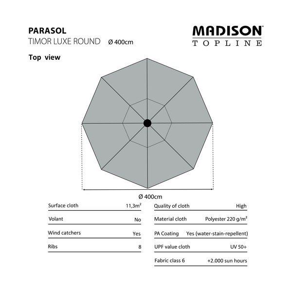Zeleni suncobran ø 400 cm Timor - Madison-image-2