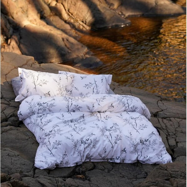 Bijela/siva posteljina za krevet za jednu osobu od renforce pamuka 140x200 cm White Floral – Mila Home Luxury-image-1