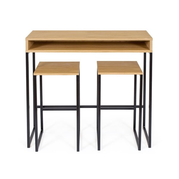 Crna/u prirodnoj boji barska stolica u dekoru hrasta Frame – Woodman-image-3