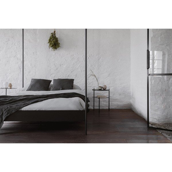 Crni željezni bračni krevet bez uzglavlja/s baldihanom s podnicom 200x200 cm Eton – noo.ma-image-3