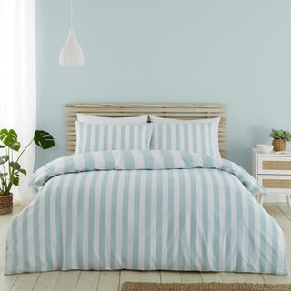 Bijela/plava posteljina za bračni krevet 200x200 cm Cove Stripe – Catherine Lansfield