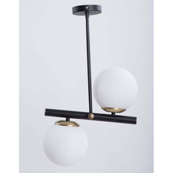 Crno-bijela stropna svjetiljka sa staklenim sjenilom ø 15 cm Libra – Squid Lighting
