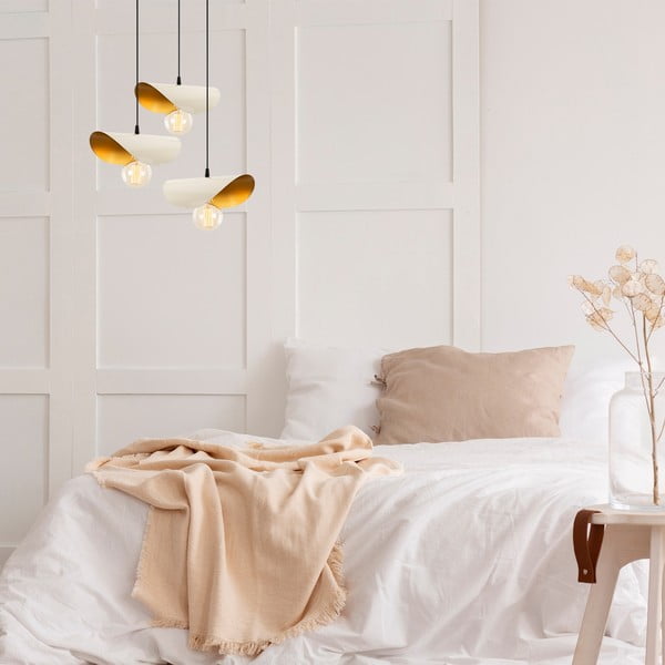 Bijela/u zlatnoj boji viseća svjetiljka s metalnim sjenilom Sivani – Opviq lights-image-1