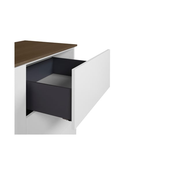 Bijela komoda u orah dekoru s 3 ladice i 2 vrata TemaHome Join-image-4