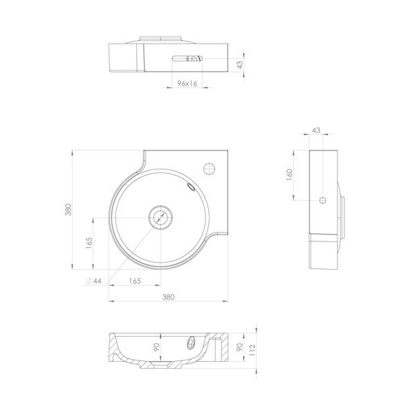 Bijeli okrugao umivaonik od mineralnog kompozita 38x38 cm Kaori – Sapho-image-3