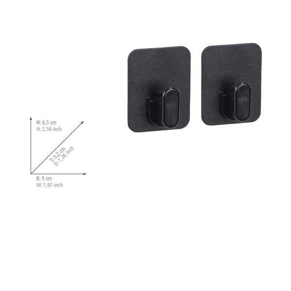 Crne plastične kuke u setu 2 kom s postavljanjem bez bušenja Parma – Allstar-image-4