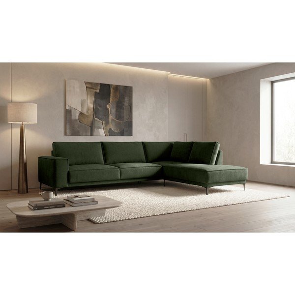 Zelena kutna garnitura od šenila (s desnim kutom/u obliku slova L) Copenhagen – Scandic-image-1