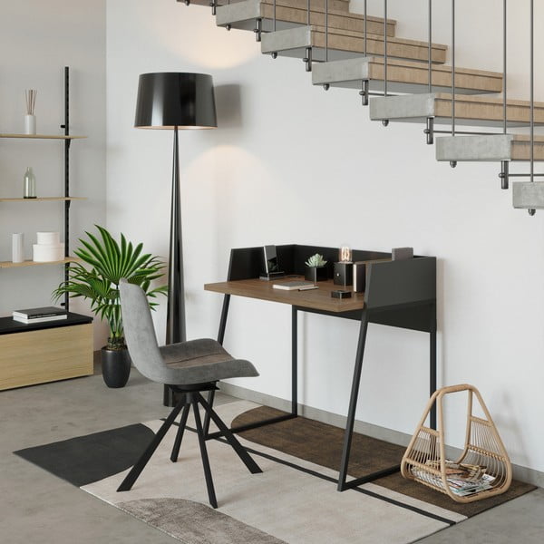 Crni stol s detaljima od orahovog drveta TemaHome Volga-image-1