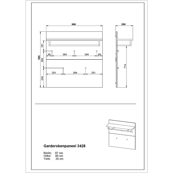 Siva ploča za vješanje garderobe Genova – Germania-image-3