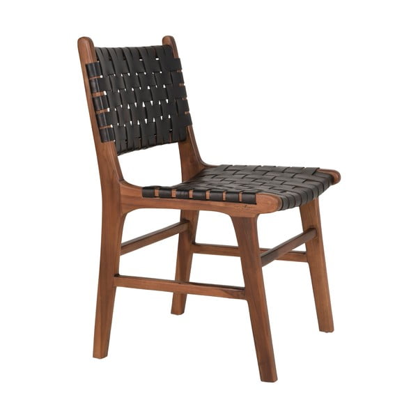 Crne/smeđe blagovaonske stolice u setu 2 kom od masivne tikovine Perugia – House Nordic-image-3