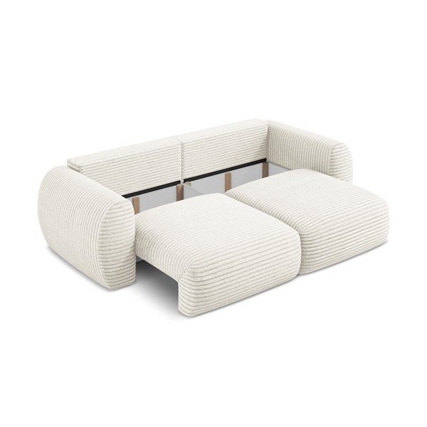 Bež sklopiva/s prostorom za pohranu sofa od samta 266 cm Kini – Makamii-image-4