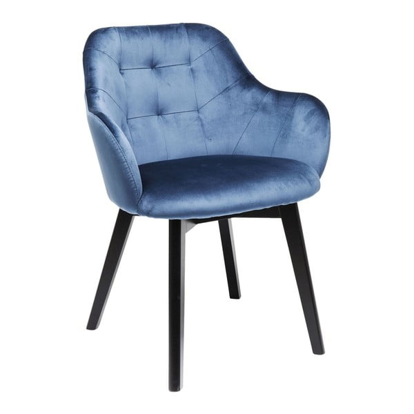 Baršunasto plava stolica s bukovim nogama Kare Design
