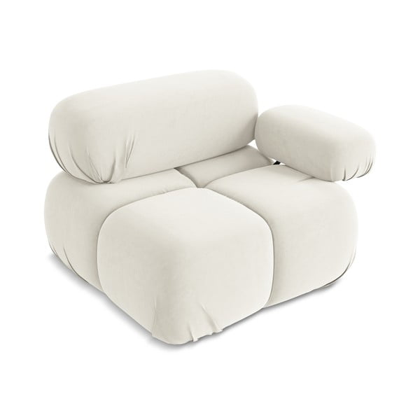 Bijela baršunasti modularna sjedeća garnitura (s desnim kutom) Lokua – Makamii-image-3