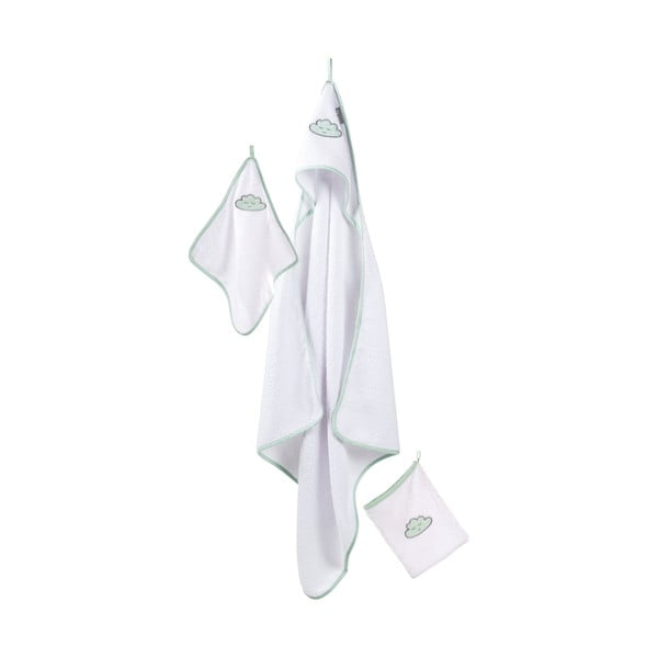 Bijeli pamučan dječji ručnik s kapuljačom 80x80 cm Happy Cloud – Roba