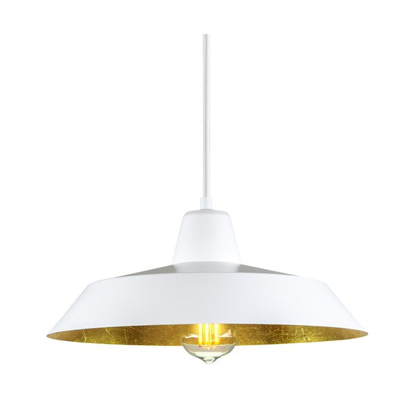 Bijela dvodjelna viseća lampa s detaljima u boji bakra Sotto Luce Cinco-image-1