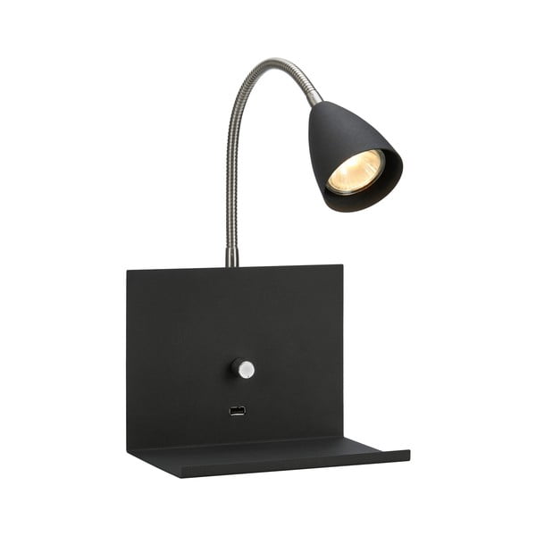 Crna zidna lampa ø 6,5 cm Logi – Markslöjd