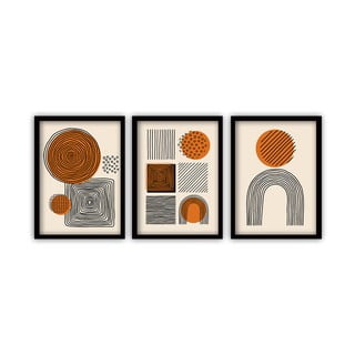 Set od 3 slike u crnim okvirima Vavien Artwork Shapes, 35 x 45 cm