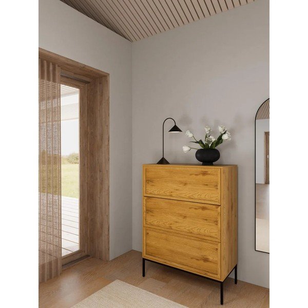 Komoda u dekoru hrasta u prirodnoj boji 80x110x40 cm Palmdale – Actona-image-1