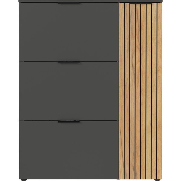 Antracitno sivi/u prirodnoj boji preklopni ormarić za cipele u dekoru hrasta 101x129x19 cm Gibisa – Germania-image-2