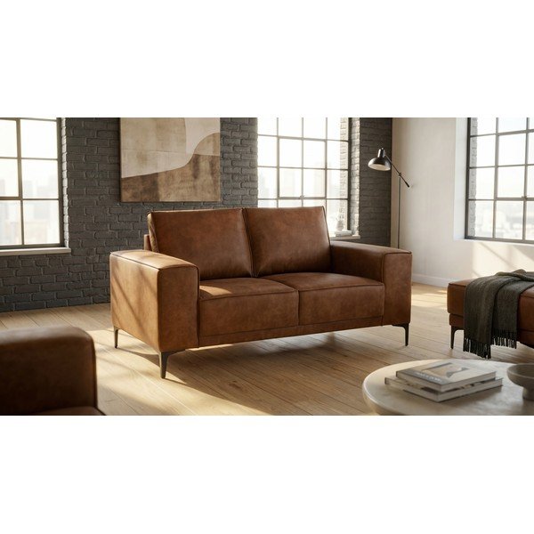 Konjak smeđa sofa od imitacije kože 164 cm Copenhagen – Scandic-image-1