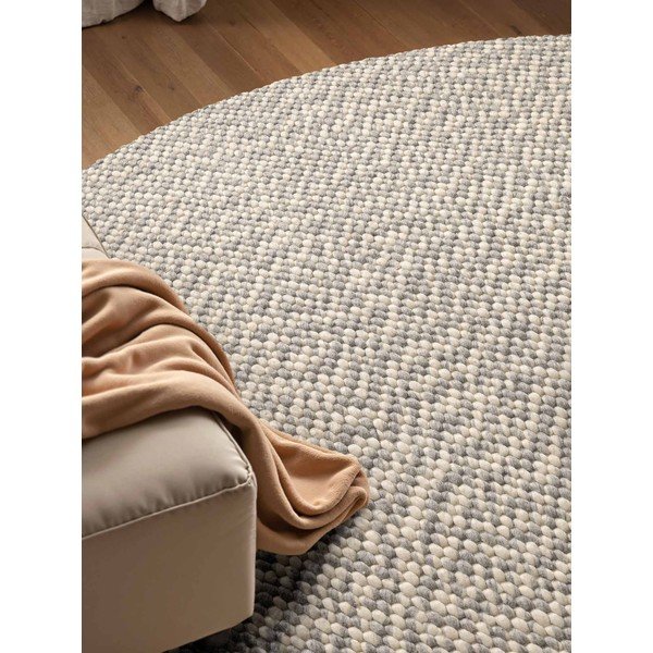 Svijetlo sivi/krem ručno rađen vunen okrugao tepih ø 160 cm Lyon Beans – Elle Decoration-image-3