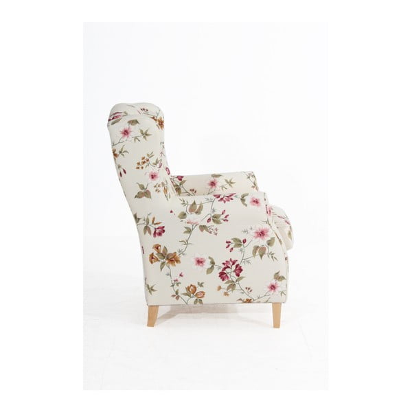 Krem-bijela fotelja s motivom cvijeća Max Winzer Lorris-image-4
