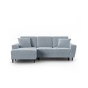 Svijetlo plava baršunasti sklopiva/s prostorom za odlaganje kutna garnitura (s lijevim kutom/s ležaljkom) Kyoto – Cosmopolitan Design