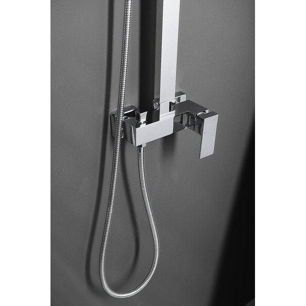 Mjedeni set za tuš kabinu u sjajno srebrnoj boji s baterijom s glavom za tuš/sa ručnim tušem 118 cm Latus – Sapho-image-1
