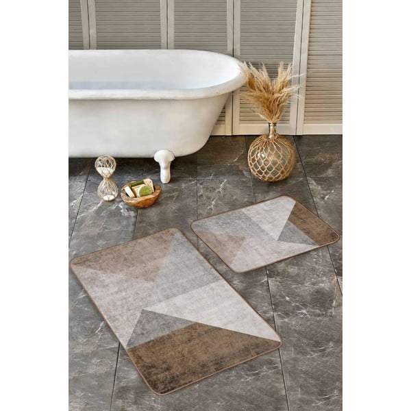 Sive/smeđe od samta kupaonske prostirke u setu 2 kom 60x100 cm – Mila Home-image-2