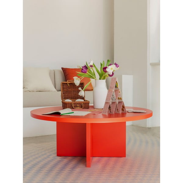 Crveni okrugao stolić za kavu ø 100 cm Pausa – Really Nice Things-image-2