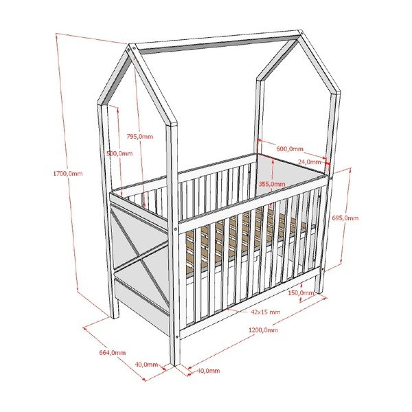 Bijeli dječji krevet od masivnog bora s podesivom visinom 60x120 cm Scott – Vipack-image-3